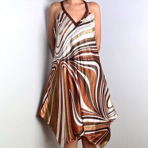Y2K Brown Striped Mini Dress